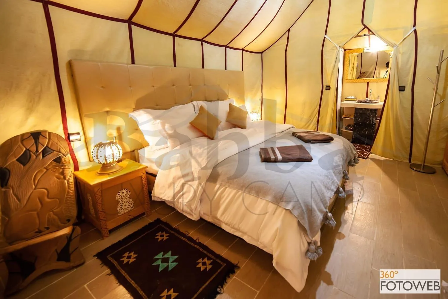 Luxury bedroom inside Sahara Happy Camp