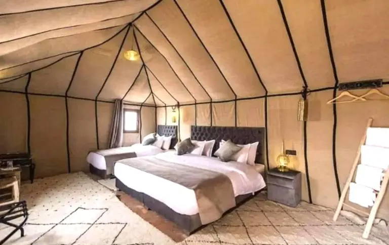 Comfortable tent accommodation at Sahara Imperial Luxury Camp