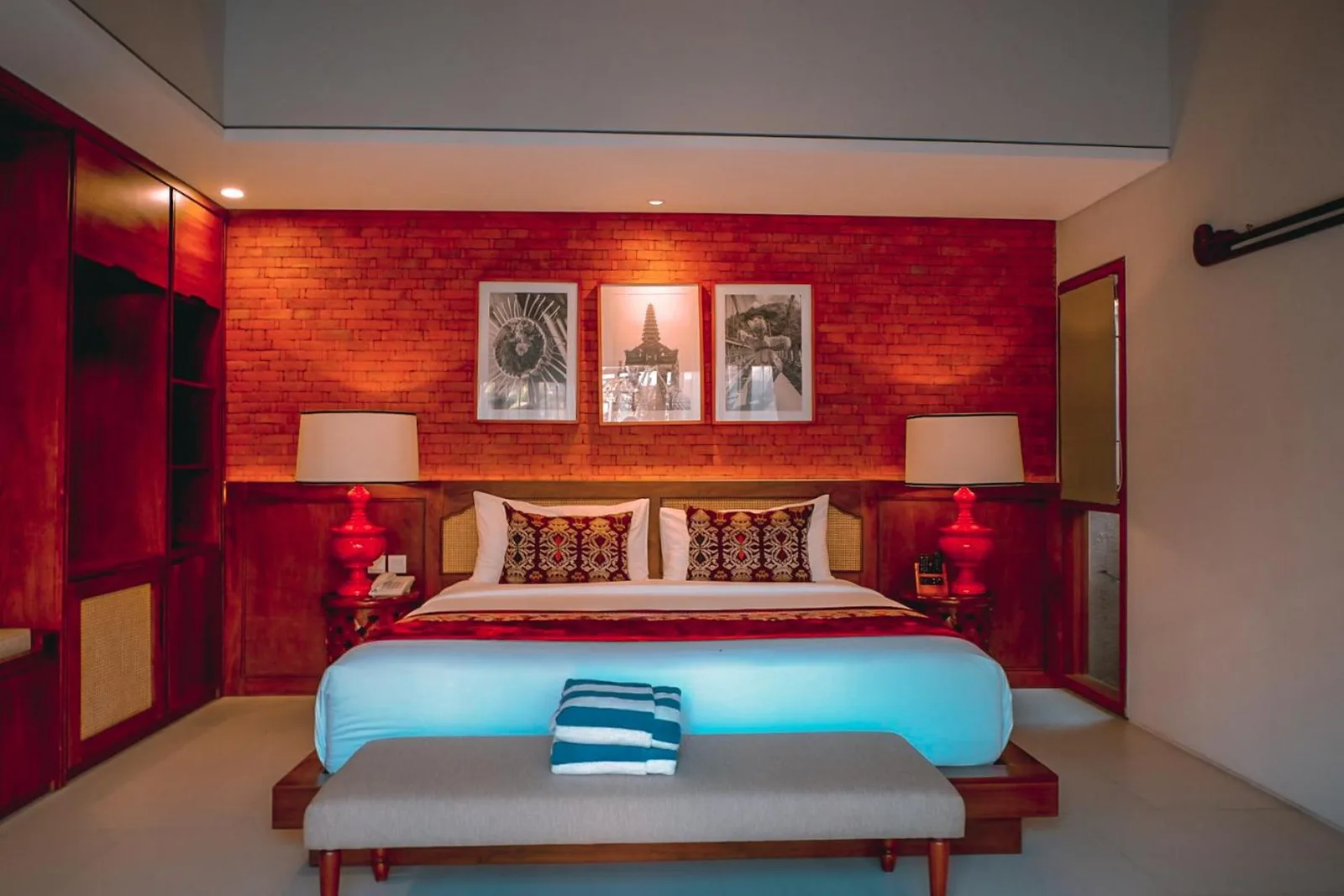 Sampatti Villas bedroom suite with vibrant decor
