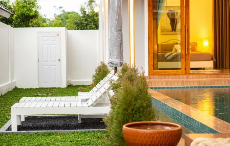 View from pool to bedroom at Samui Tropical Pool Villas