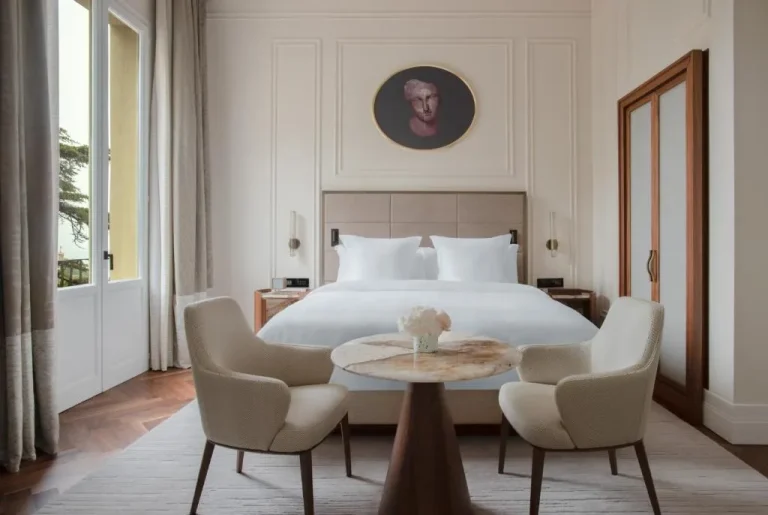 Chic guest room in San Domenico Palace, A Four Seasons Hotel in Taormina