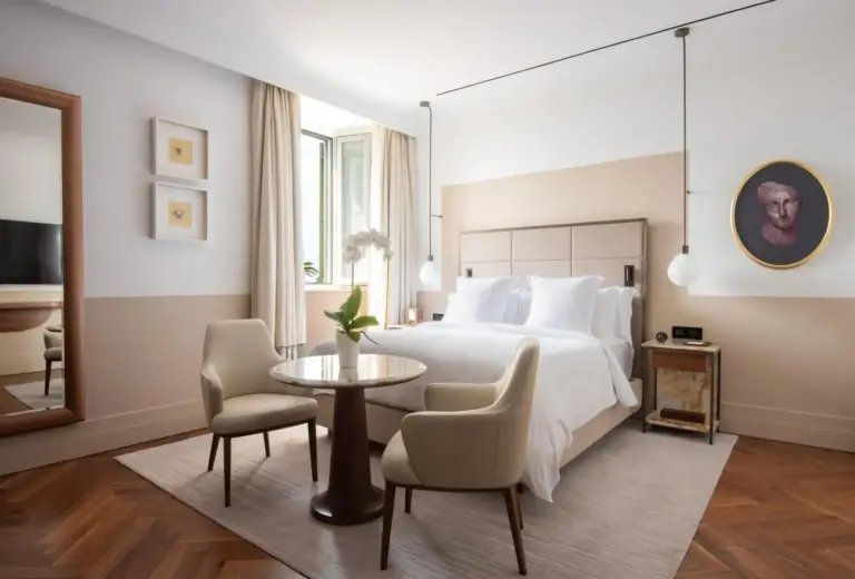 Cozy guest room at San Domenico Palace, A Four Seasons Hotel in Taormina