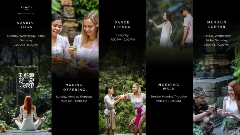 Activity schedule at Sanna Ubud A Pramana Experience