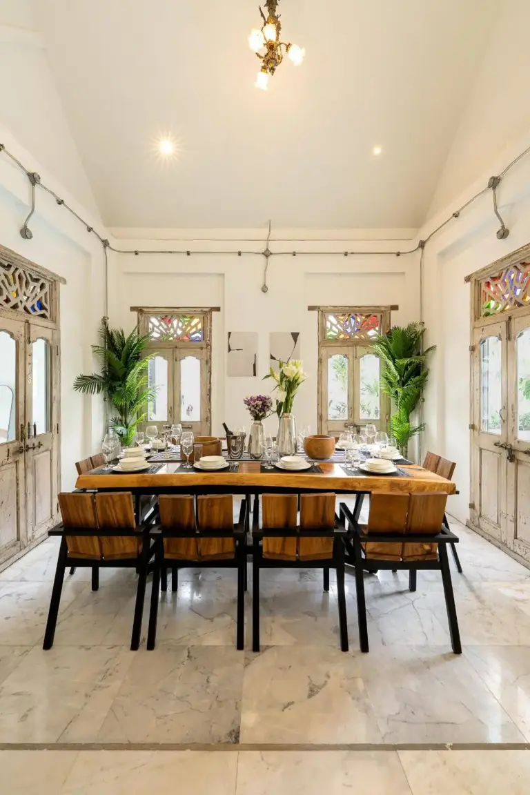 Elegant dining table at Santitham Pool Villa in Chiang Mai