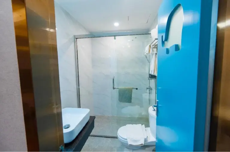 Glass shower bathroom at Sapphire Hotel Silom Bangkok Bangkok