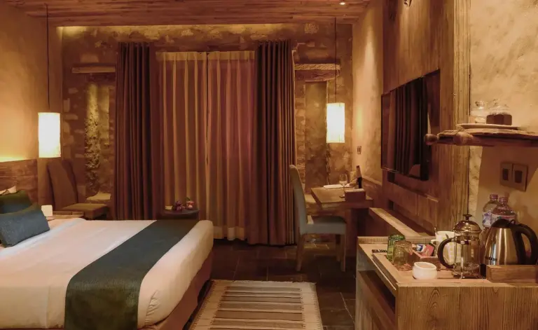 Comfortable room at Sarangkot Mountain Lodge in Pokhara
