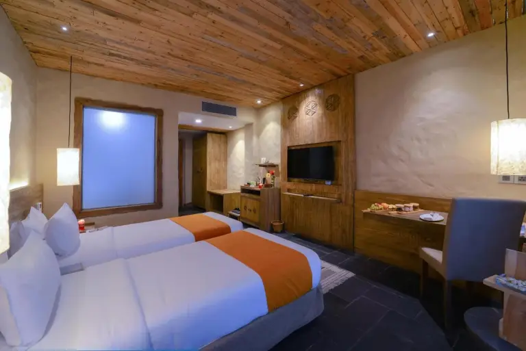 Luxurious bathroom at Sarangkot Mountain Lodge in Pokhara