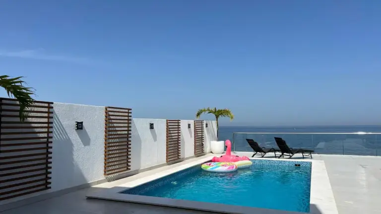 Daytime pool scene at Seascape Villa