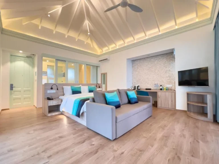 Stylish suite interior at Siyam World Maldives