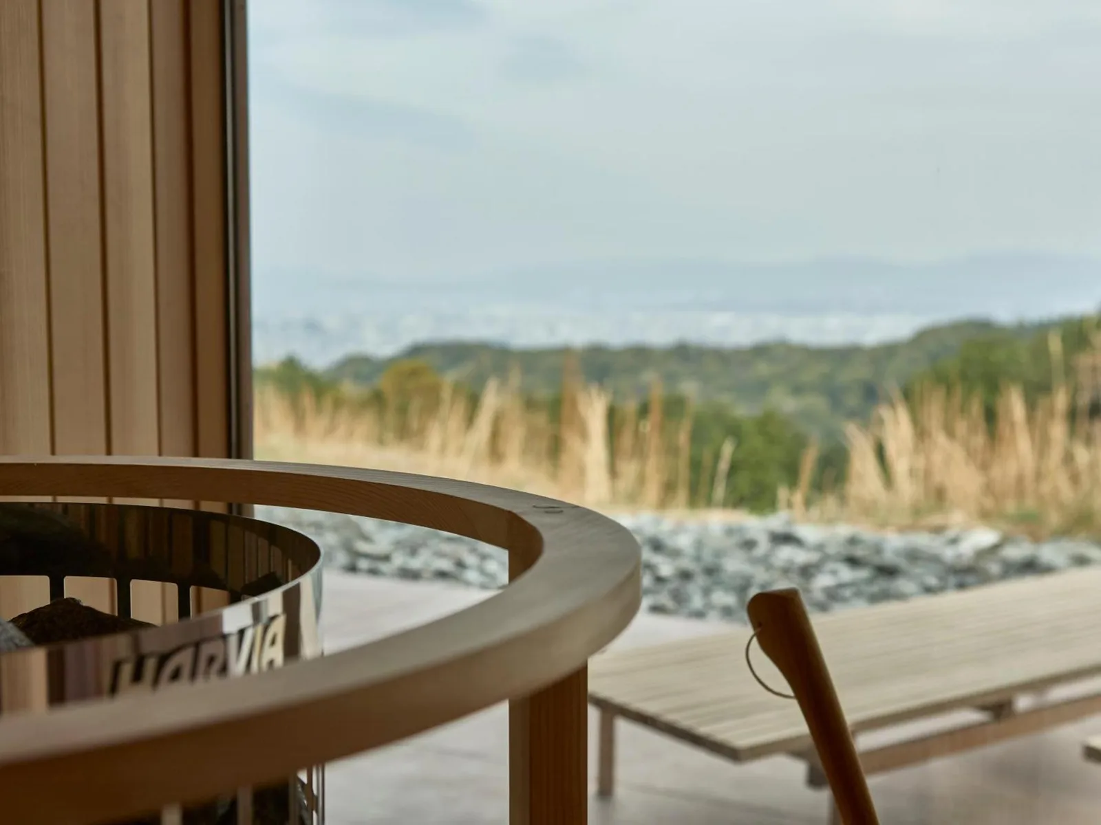 Indoor relaxation area of Snow Peak YAKEI SUITE ABURAYAMA FUKUOKA
