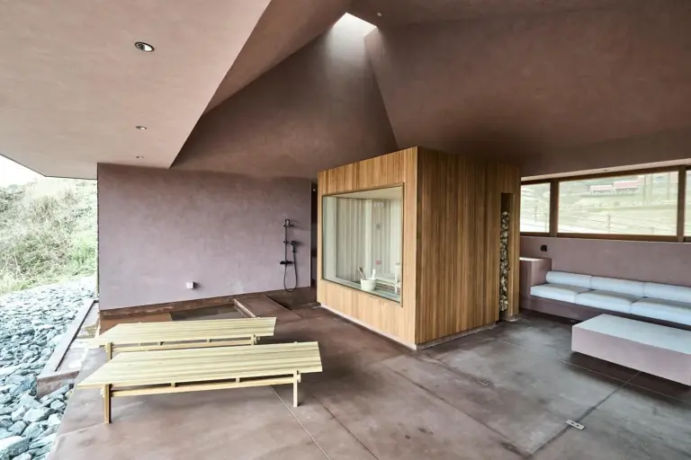 Living area of Snow Peak YAKEI SUITE ABURAYAMA FUKUOKA