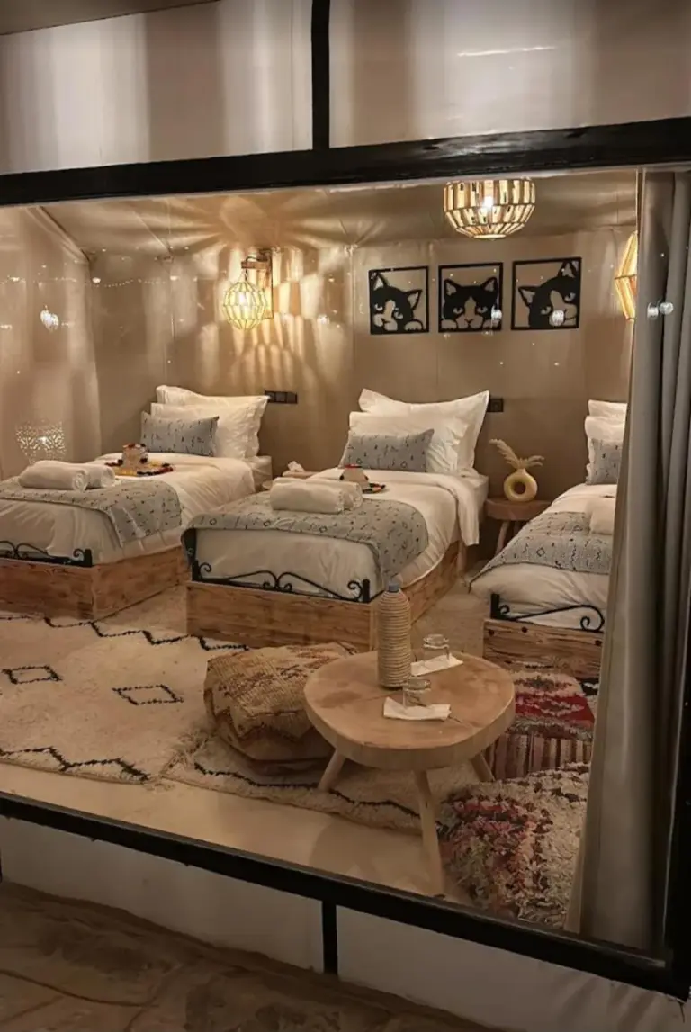 Starlit Luxury Camp room with three beds layout