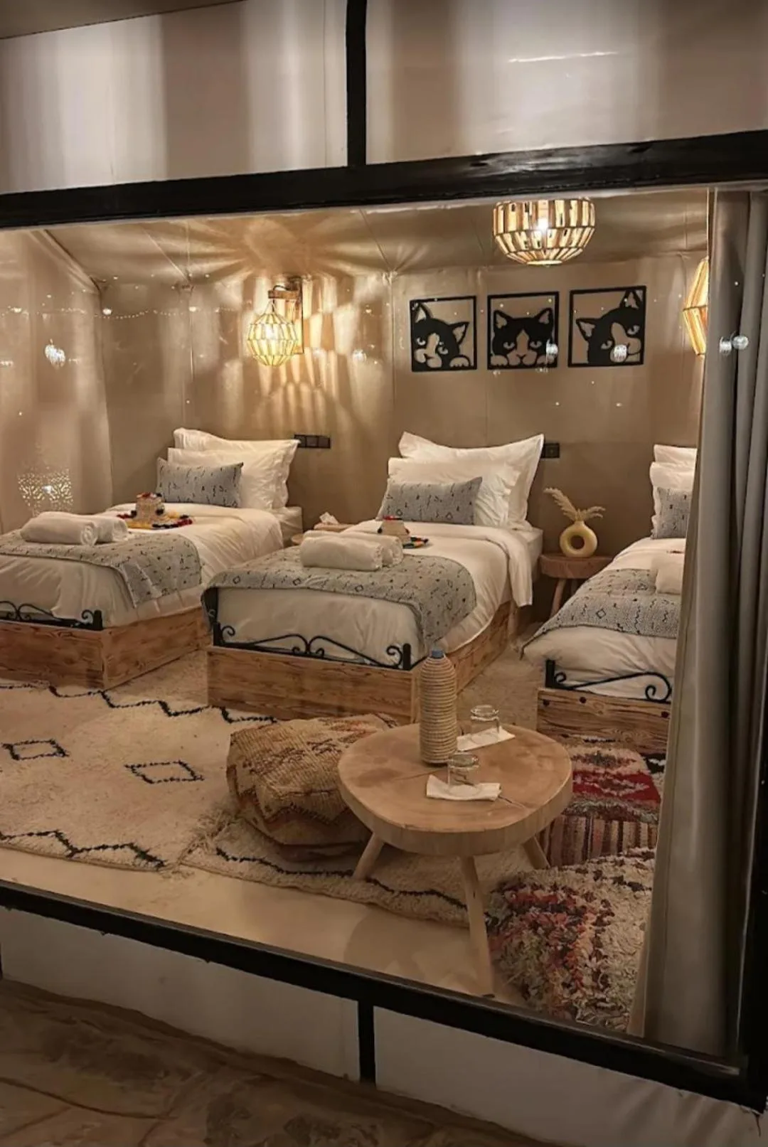 Starlit Luxury Camp room with three beds layout