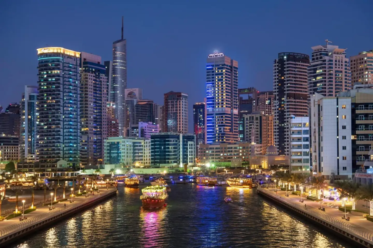 Stella Di Mare Dubai Marina Hotel city view at night