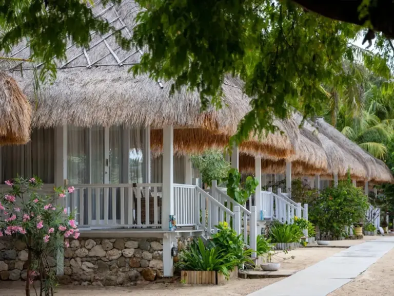 Row of bungalows at Sudamala Resort, Seraya, Flores