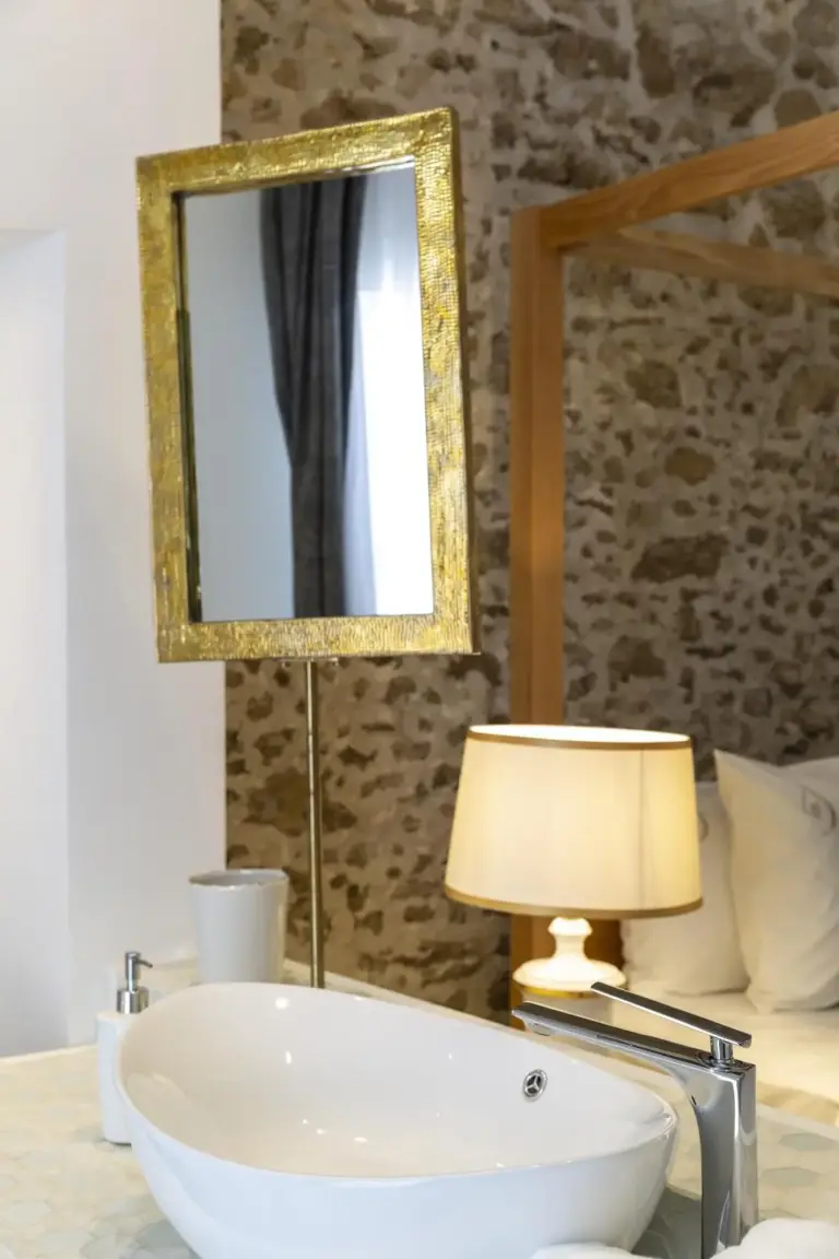 Bathroom vanity at Suite Azur Hotel in Essaouira