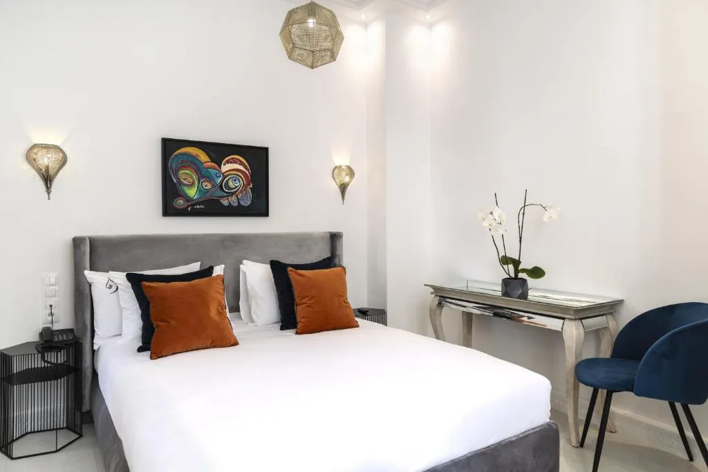 Elegant bedroom at Suite Azur Hotel in Essaouira