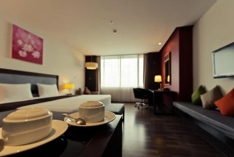 Sunee Grand Hotel and Convention Center room with refreshments.
