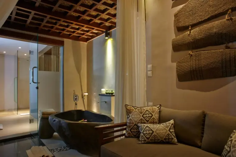Spa area with bathtub at Tejaprana Resort & Spa, Ubud