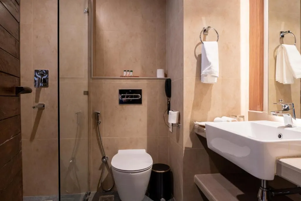 Temple Bell Boutique Hotel & Spa bathroom in Pokhara