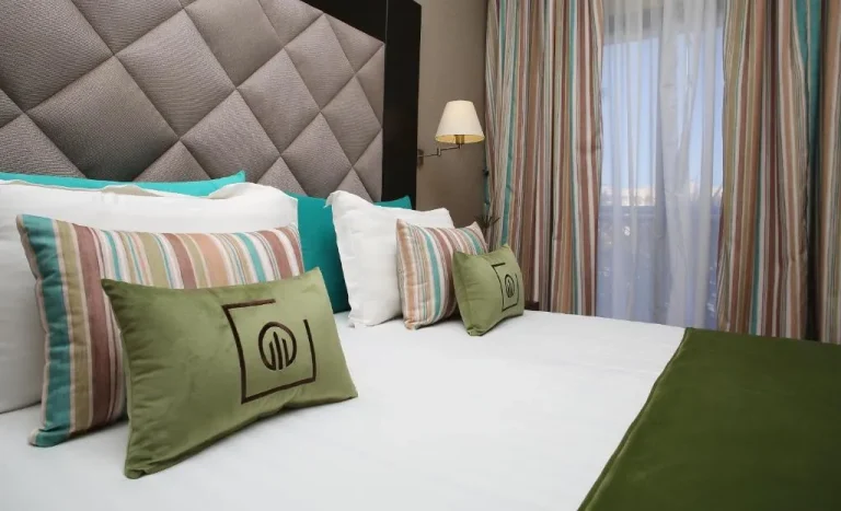 Close-up of bed at Terminus City Center Oujda
