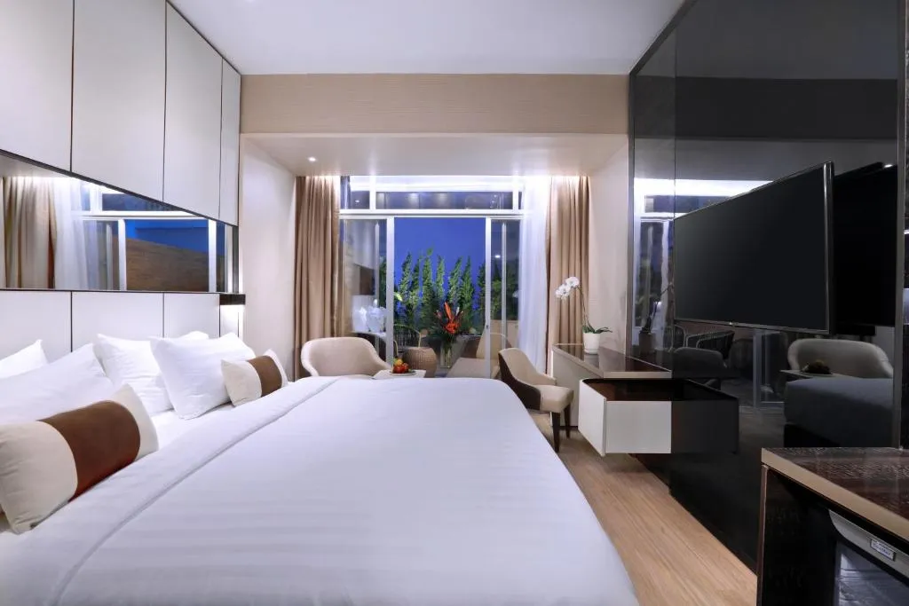 Interior of a luxury room at The Alts Hotel in Palembang