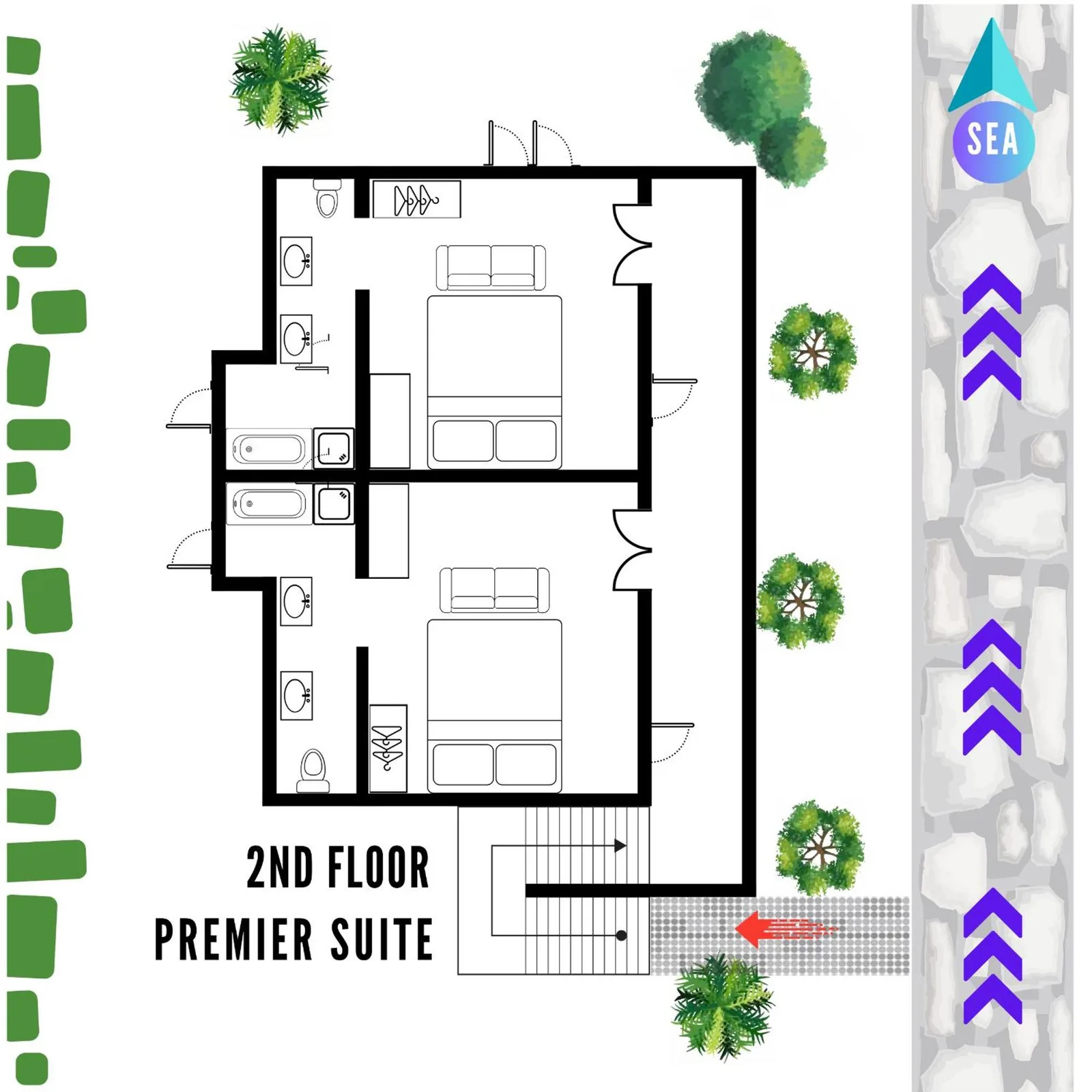 Floor plan of the 2nd Floor Premier Suite at The Anda Mani Khaolak