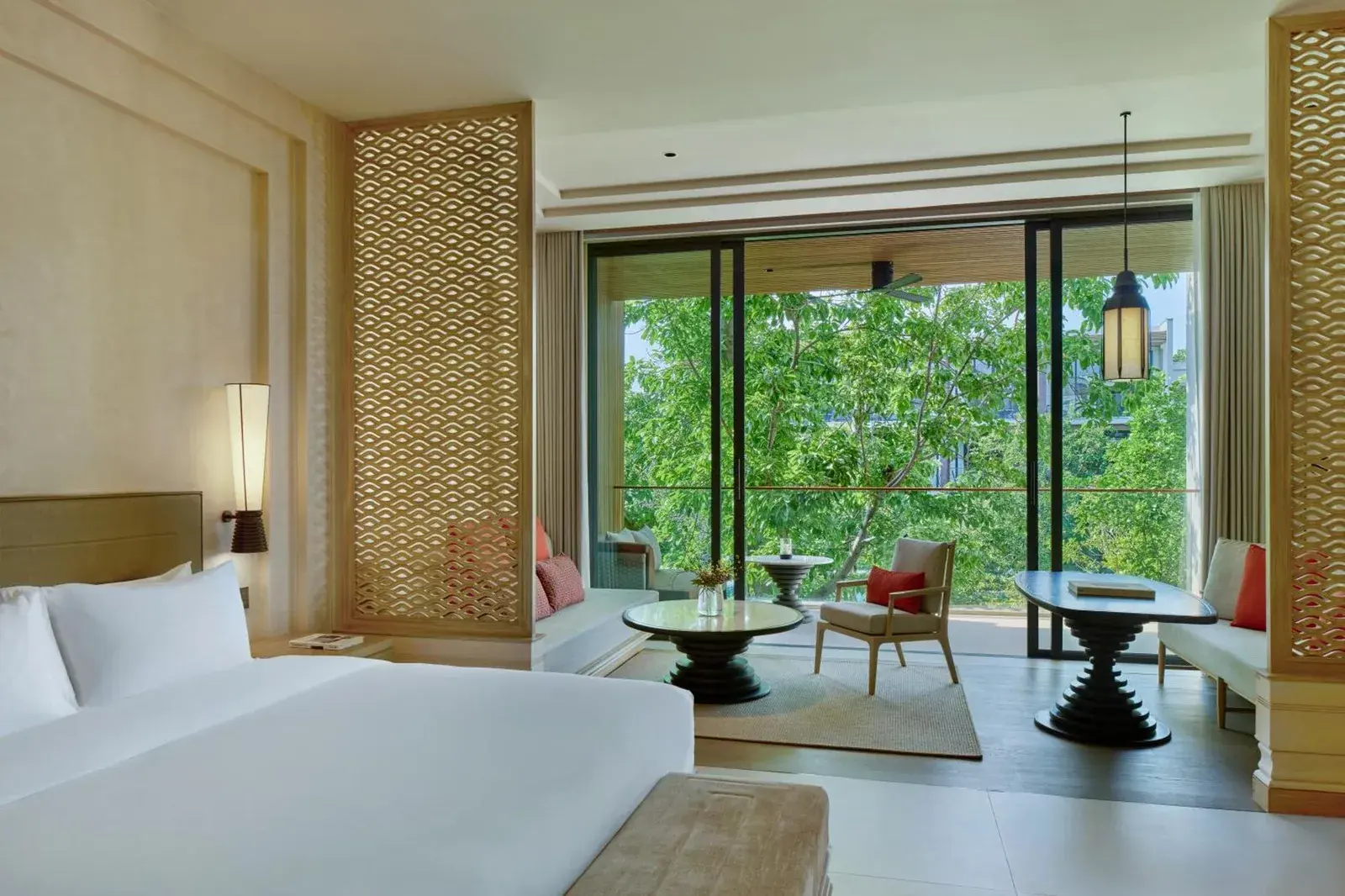 The Barai Hua Hin luxurious bedroom with pool view