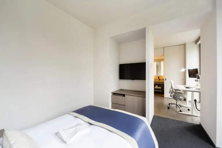 Interior of guest room at The Gate Hotel Kyoto Takasegawa