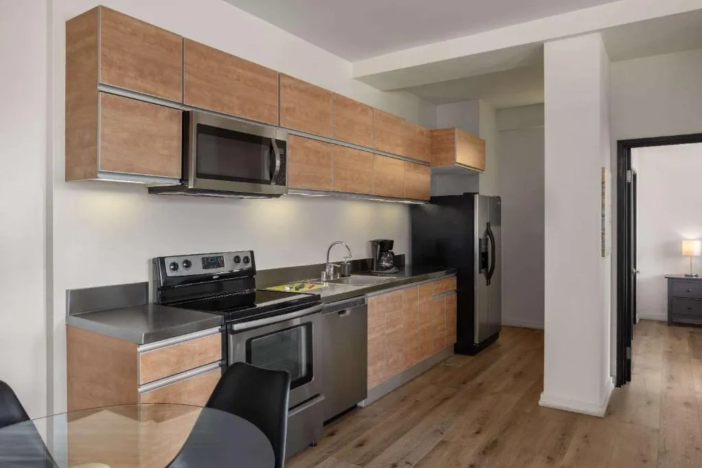 Fully equipped kitchen at The Haas hotel in California