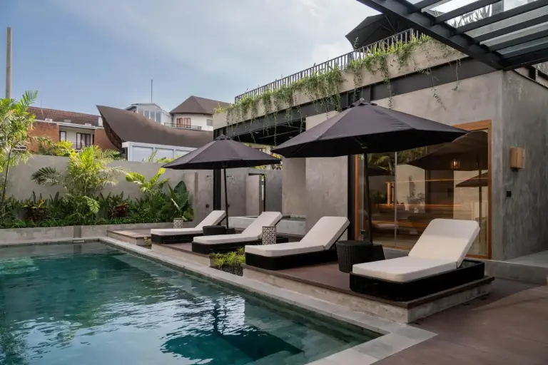 The Lario Collection resort pool area in Seminyak