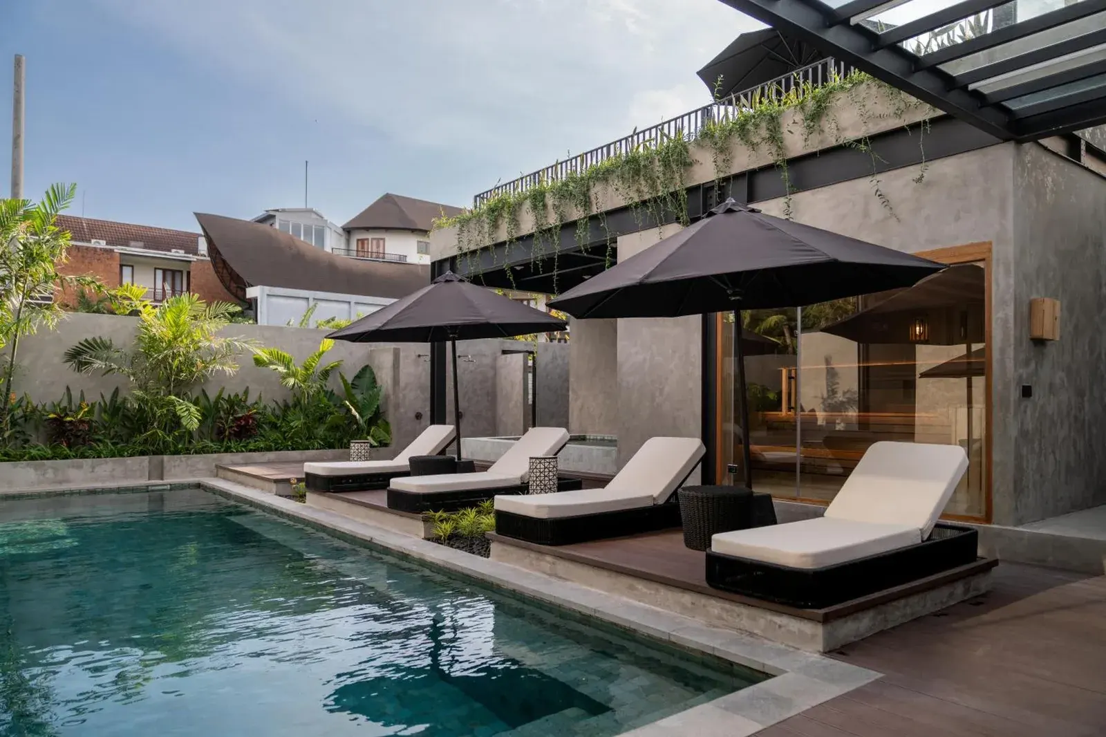 The Lario Collection resort pool area in Seminyak