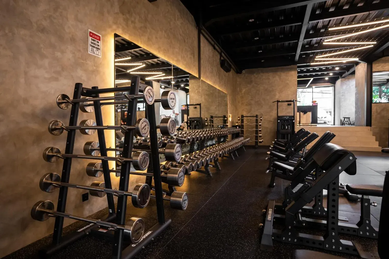 The Lario Collection weights area in Seminyak gym
