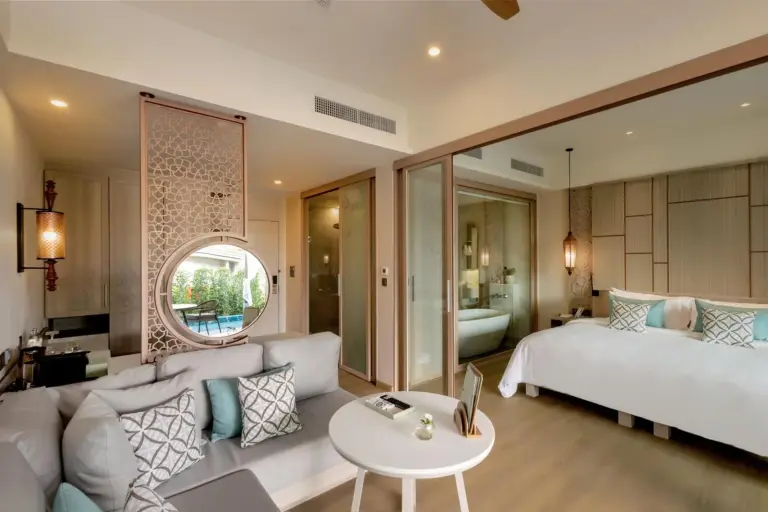 Cozy lounge area in The Little Shore Khao Lak by Katathani