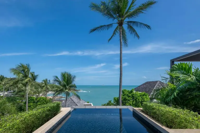 View of the infinity pool and sea at The Ritz-Carlton, Koh Samui