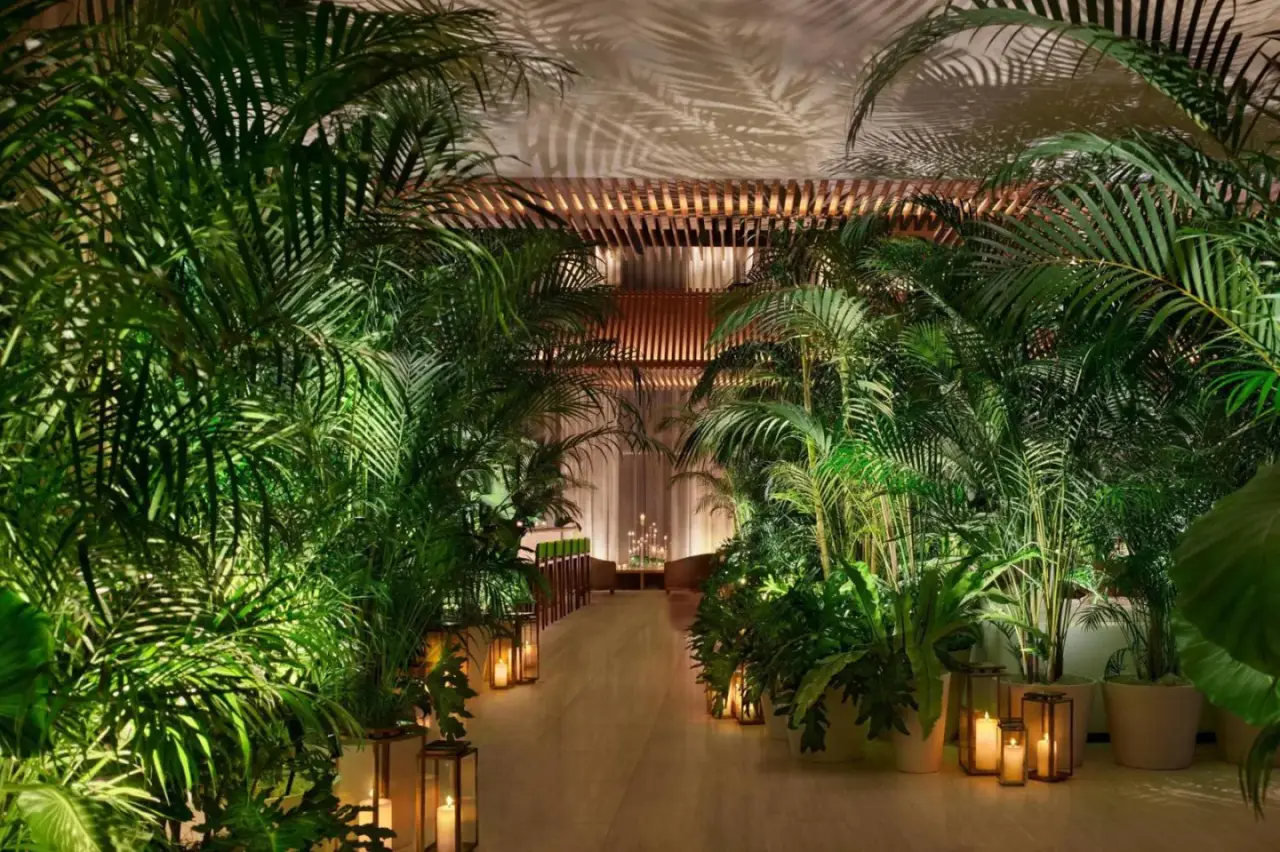 Lush entrance of The Tokyo EDITION, Toranomon, surrounded by greenery