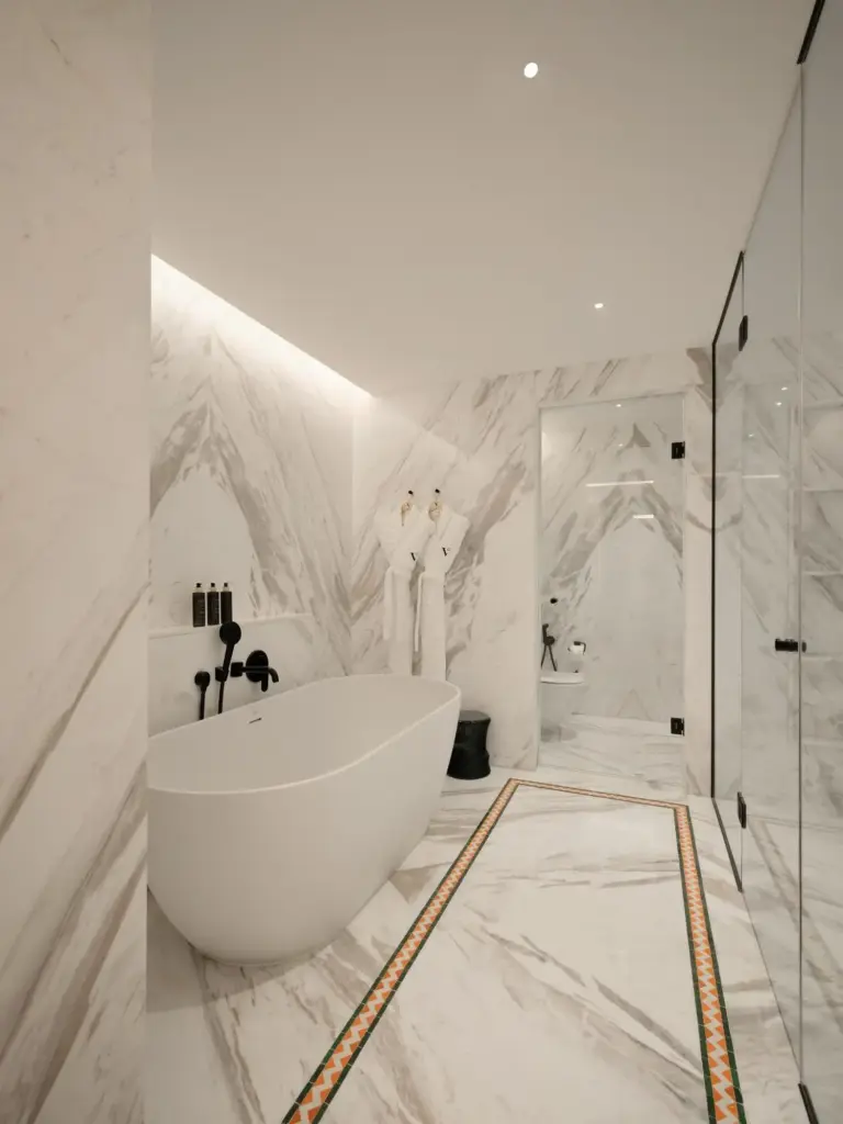 Bathtub area in the bathroom at The View Rabat