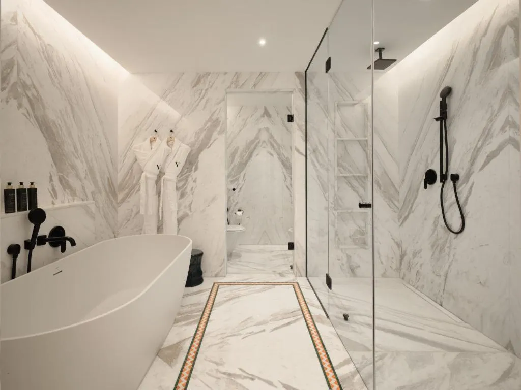 Shower area in the bathroom at The View Rabat