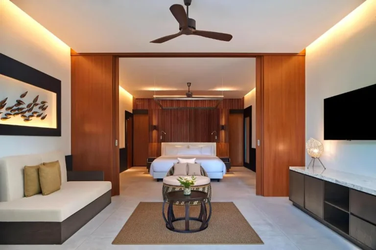 Living room of a suite at The Westin Maldives Miriandhoo Resort