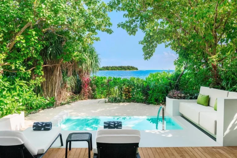 Private outdoor space with ocean view at The Westin Maldives Miriandhoo Resort