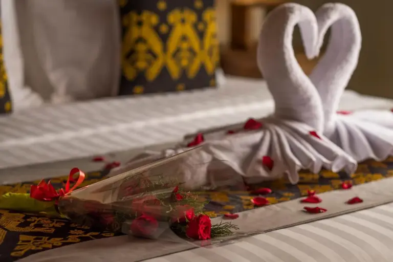 Honeymoon setup in the bedroom at The Wolas Villas in Seminyak