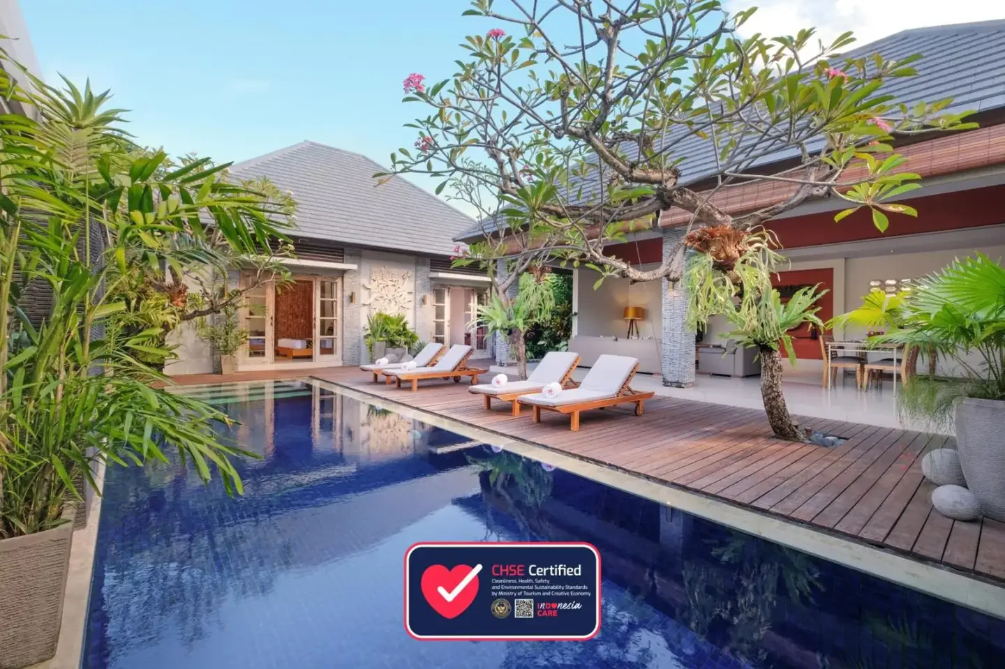 Private pool area at The Wolas Villas in Seminyak