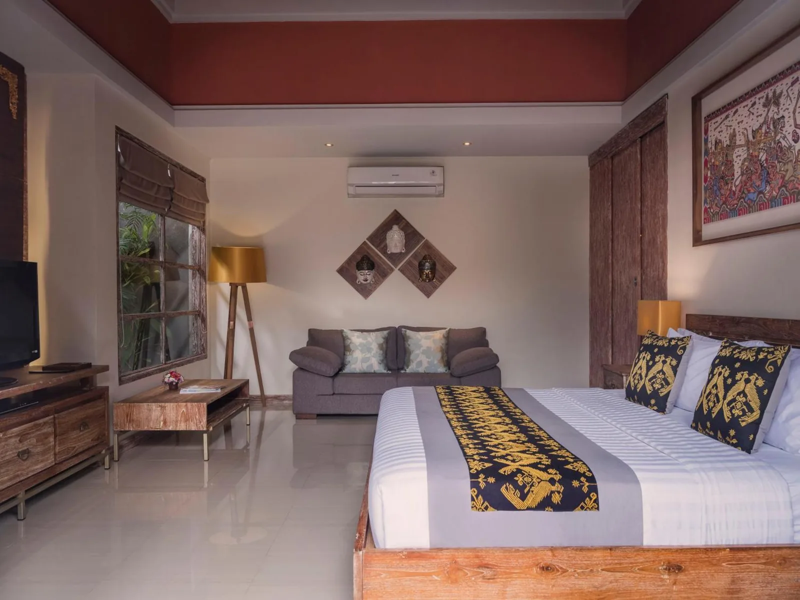 Stylish bedroom at The Wolas Villas in Seminyak