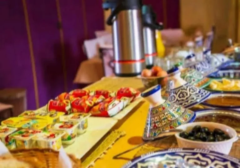 Buffet breakfast spread at Toop Luxury Camp in Merzouga