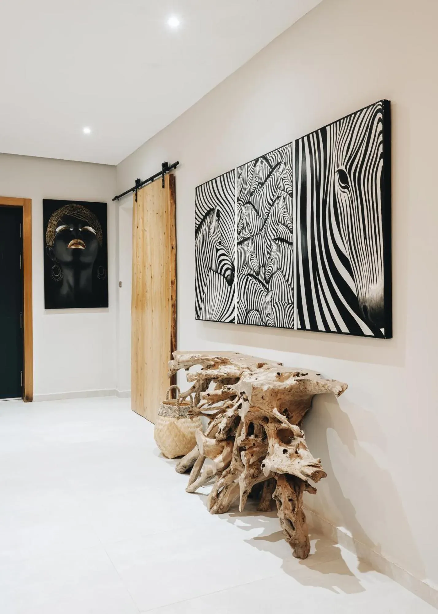 Artistic hallway decor at Tulum Beach Resort Dakhla