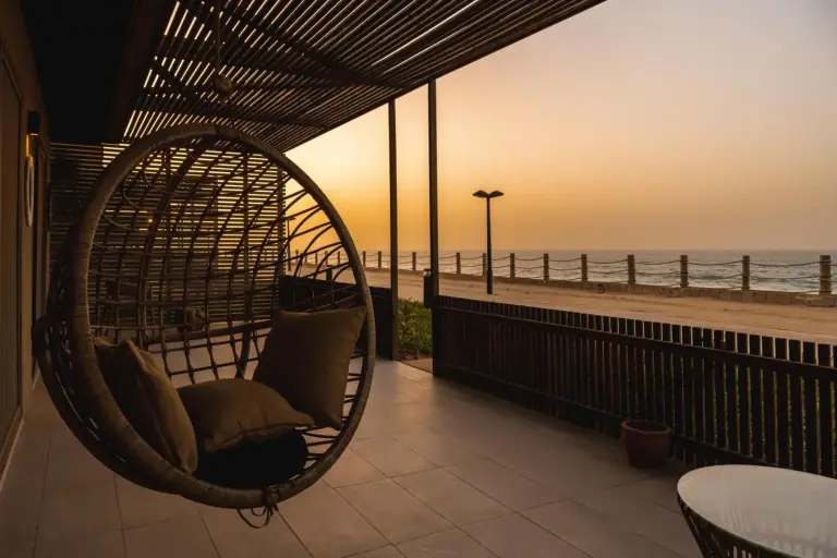 Sunset terrace with ocean view at Tulum Beach Resort Dakhla