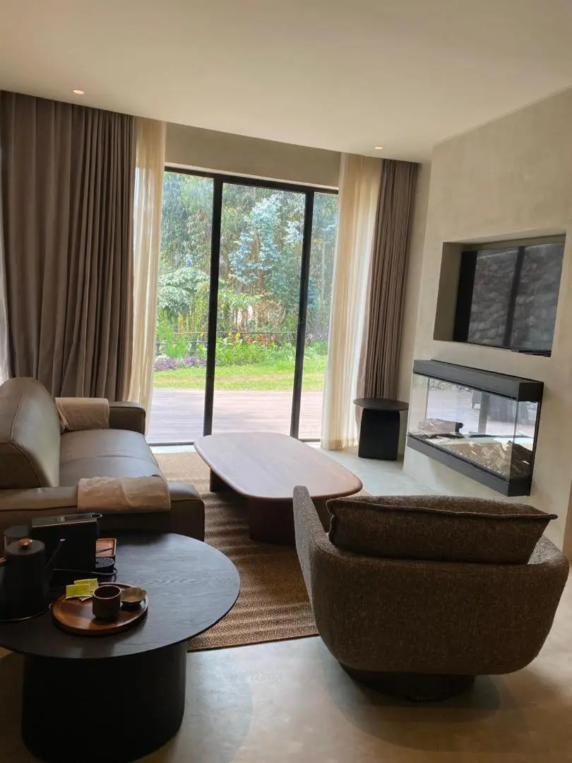 Cozy living area in Ubucuti Gorilla Lodge