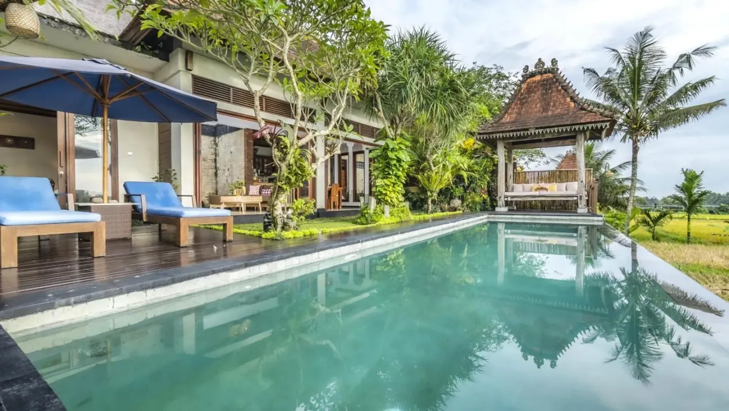 Inviting poolside area at Umah Sunset in Ubud