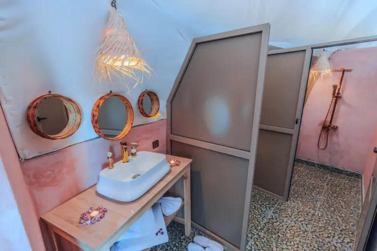 Unique Desert Camp in Merzouga bathroom overview