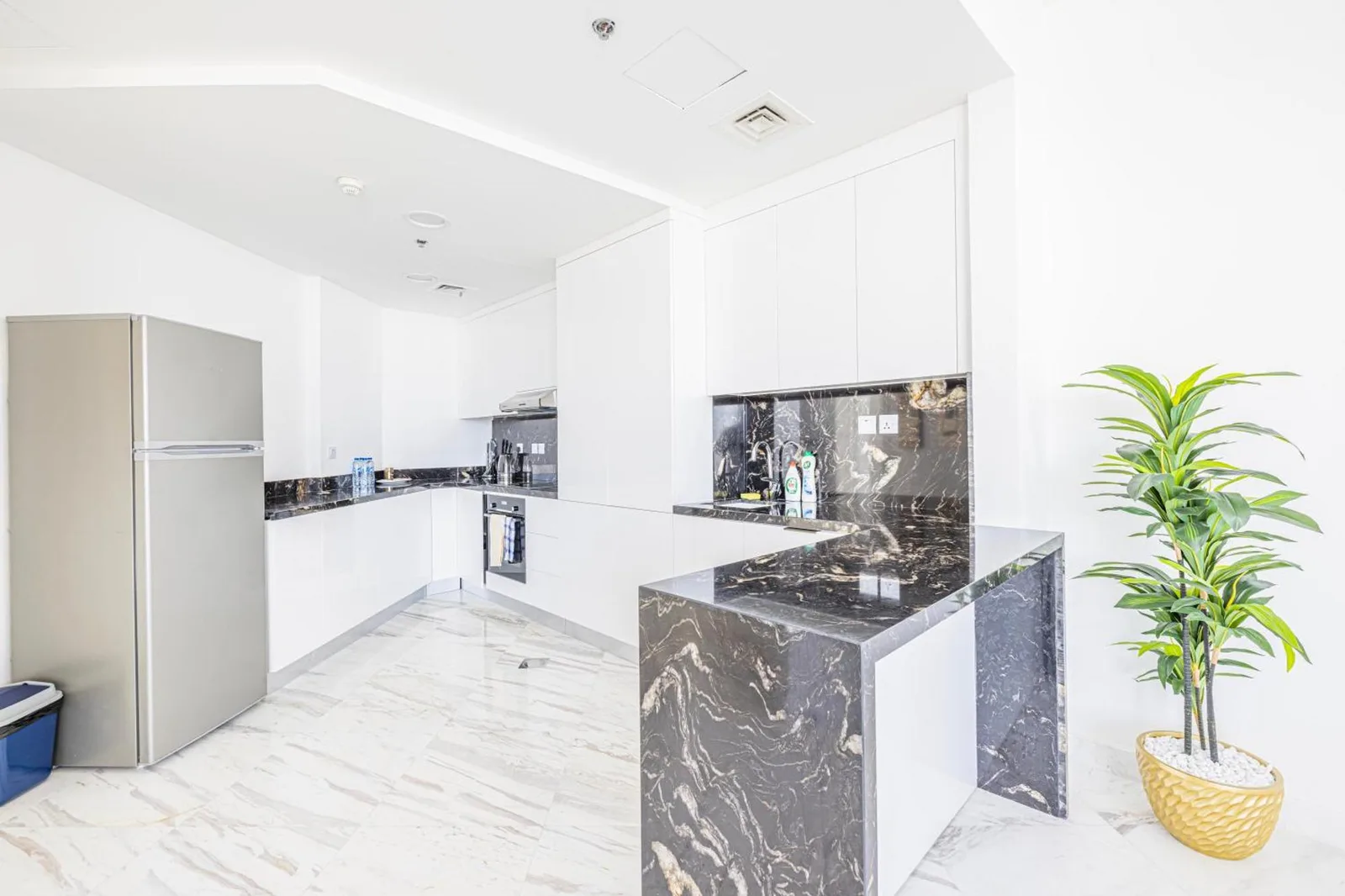 Another view of the kitchen area in the upgraded two bedroom apartment in Marina Dubai